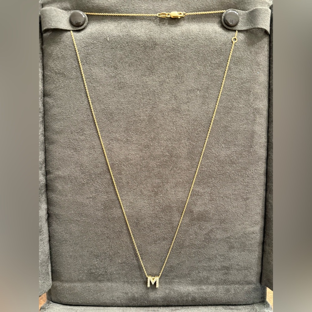 Roberto Coin 18K Yellow Gold and Diamond Initial ‘M’ Pendant Necklace